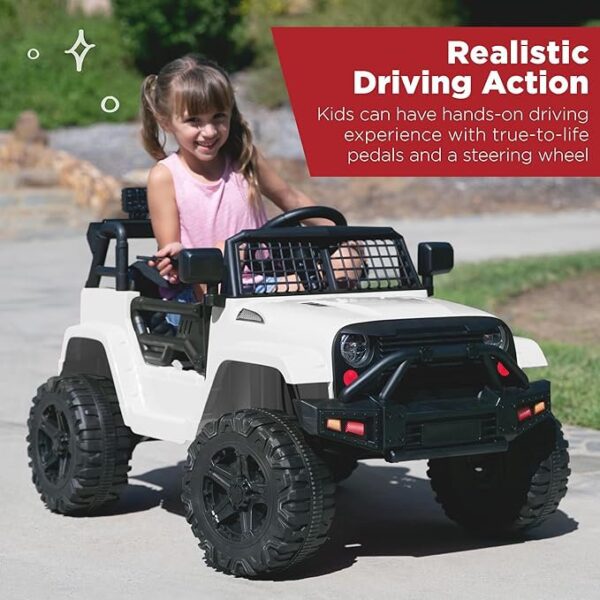 Best Choice Products 12V Kids Ride On Truck Car w/Parent Remote Control, Spring Suspension, LED Lights, AUX Port - White - Image 2