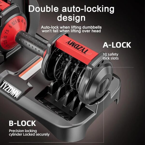 Adjustable Dumbbells Set of 2，Free Weights Dumbbells Set，Adjustable Dumbbell Set，52.5 lbs pair 105 lbs，15 in 1，for Men/Women Gym Equipment for Home Strength Training Equipment - Image 5