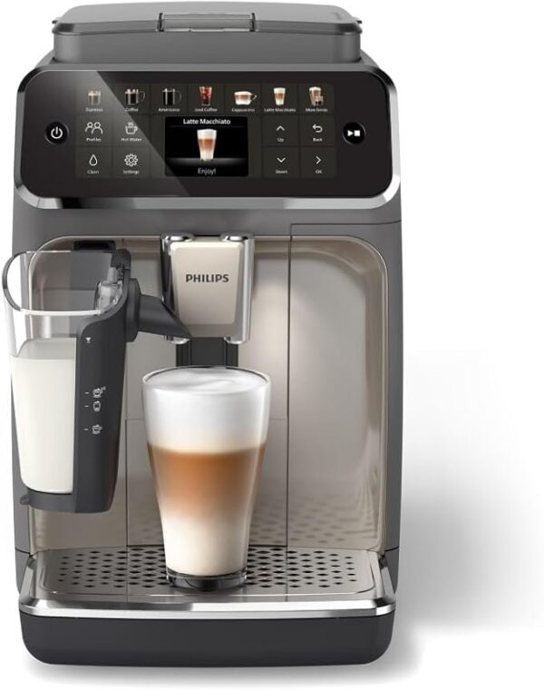 Philips 4400 Series Fully Automatic Espresso Machine – 12 Hot & Iced Coffees, Quick-to-Clean LatteGo Milk System, SilentBrew, QuickStart, Ceramic Grinder, Black Chrome (EP4444/90) - Image 4