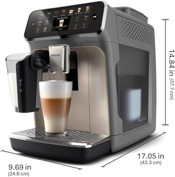 Philips 4400 Series Fully Automatic Espresso Machine – 12 Hot & Iced Coffees, Quick-to-Clean LatteGo Milk System, SilentBrew, QuickStart, Ceramic Grinder, Black Chrome (EP4444/90) - Image 3