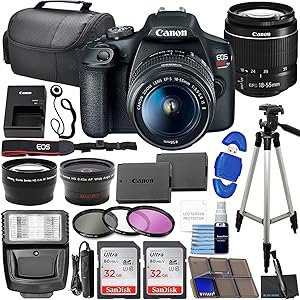 Canon EOS Rebel T7 DSLR Camera Bundle with Canon EF-S 18-55mm f/3.5-5.6 is II Lens + 2X 32GB Memory Cards + Filters + Preferred Accessory Kit, Black