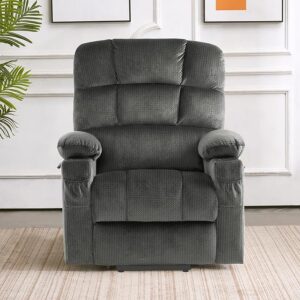 MCombo Dual Motor Power Lift Recliner Chair with Massage and Heat for Elderly People, Infinite Position, USB Ports, Cup Holders, Fabric 7679 (Medium, Grey)